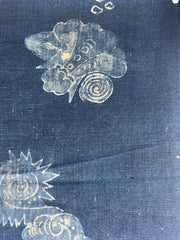 Antique Japanese Kofu Indigo Tsutsugaki Fabric Kaioke Shell Motif 145cm8