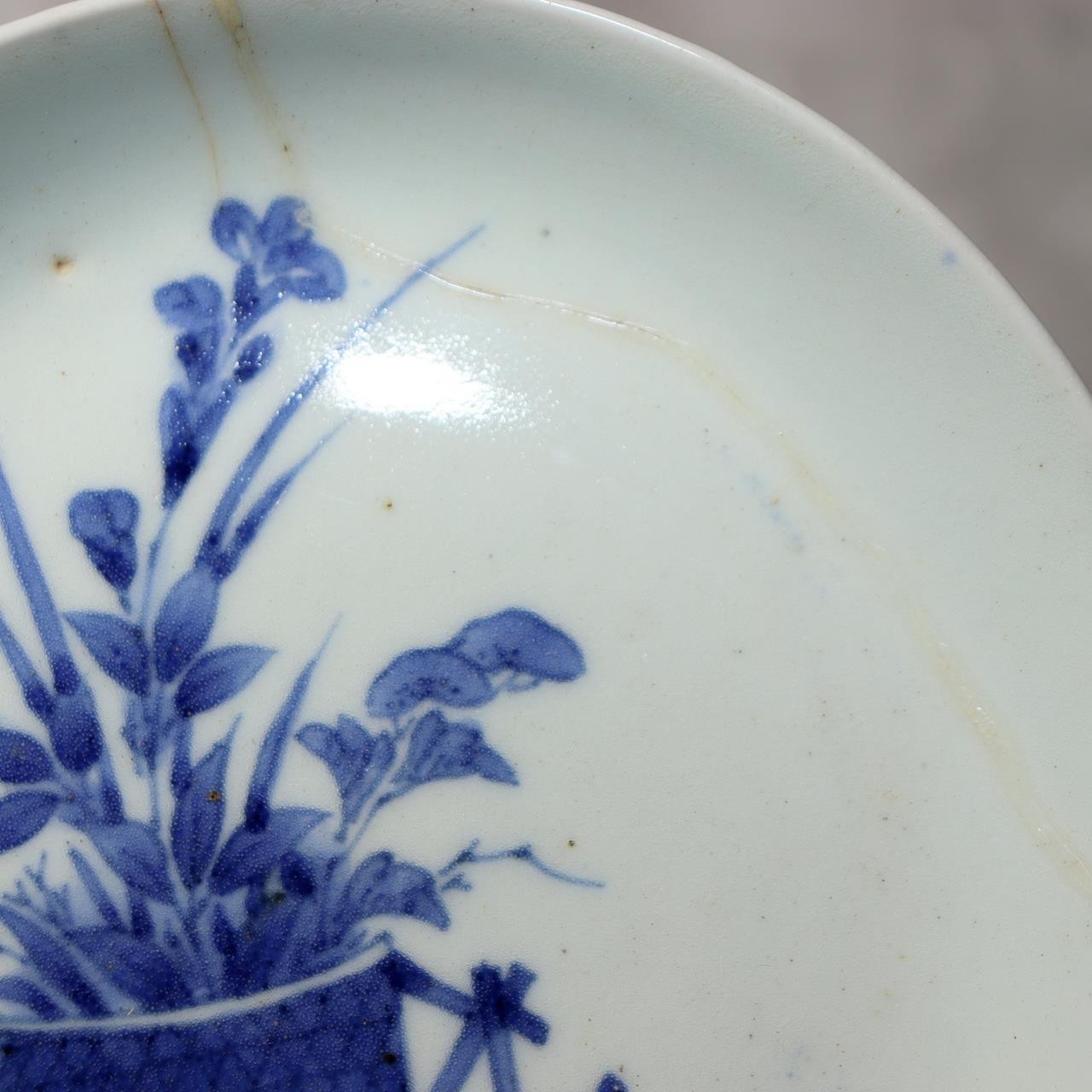 Antique Japanese KoImari Porcelain Dish Flower Cart 17th C. Edo Repair IP1288