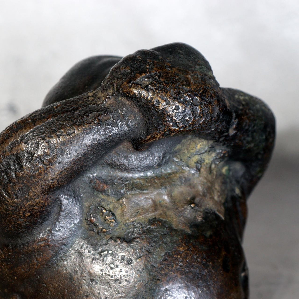 Vintage Japanese Bronze Yawning Daruma Figurine Ashtray Incense Burner Heavy7