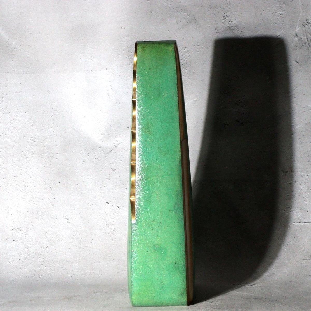 Vintage Japanese Bronze Vase Hassho Neya Churyoku Green Patina with Daiza3