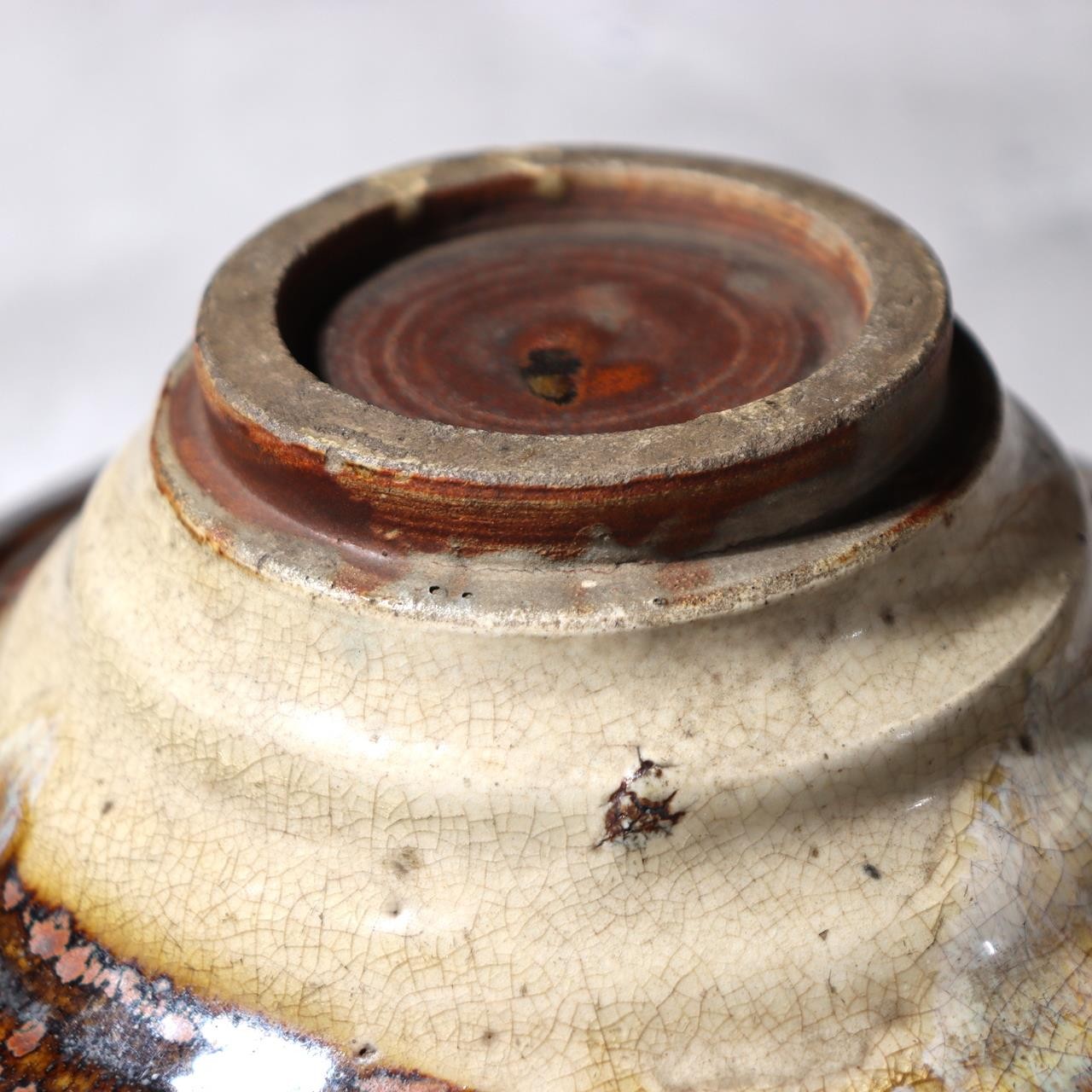 Japanese Antique Ceramic Bowl Wooden Box Kyushu-style Kiln-Effect Glaze Bowl12