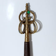 Vintage Japanese Brass Six-Ring Shakujo Monk Staff Buddhist Ritual Tool BT2554