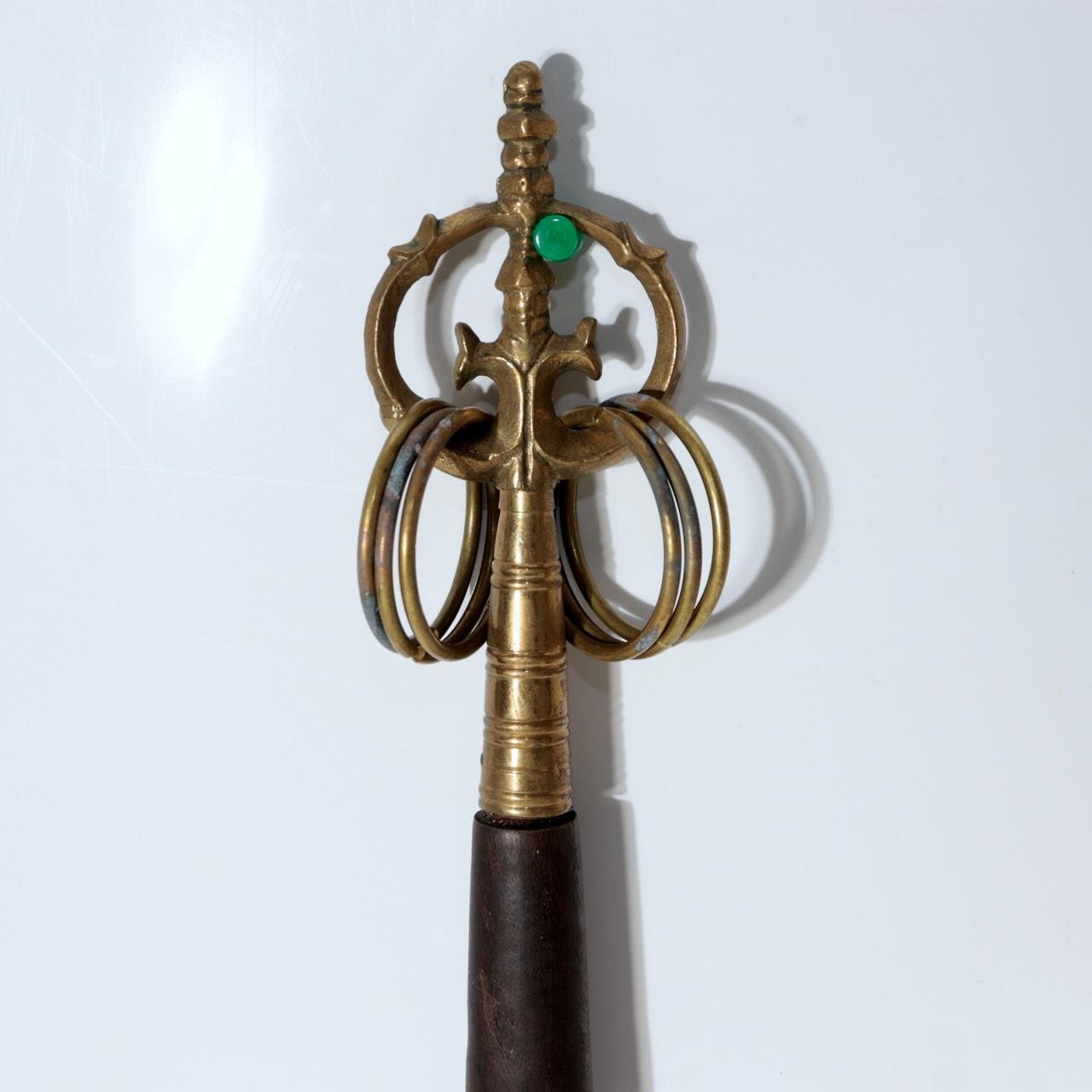 Vintage Japanese Brass Six-Ring Shakujo Monk Staff Buddhist Ritual Tool BT2554