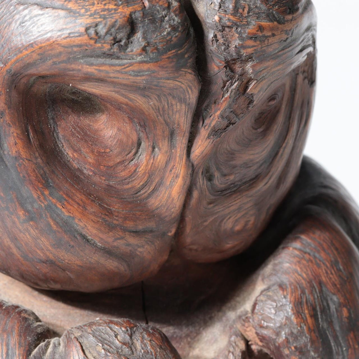 Vintage Japanese Natural Wood Root Carving Owl Figure Okimono WO6653