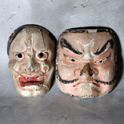 Antique Japanese Wooden Noh / Theater Masks 2pc Hannya-Type Warrior-Type MSK5333