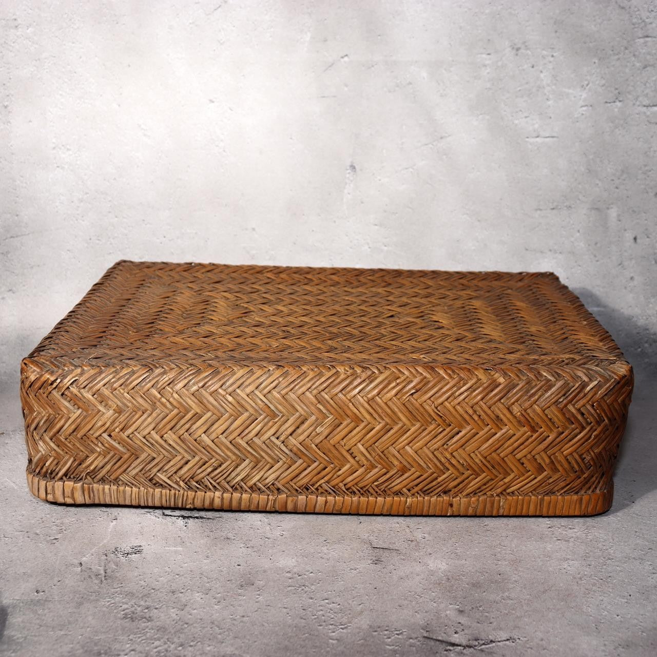 Japanese Vintage Bamboo Basket Box Lidded Storage Organizer Woven Rustic BVO685