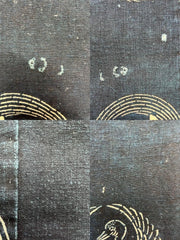Meiji Period Japanese Indigo Katazome Cotton Fabric Crane Turtle BRKW17817
