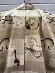 Vintage Japanese Yukata Kimono Animal Pattern Elephants Giraffes7