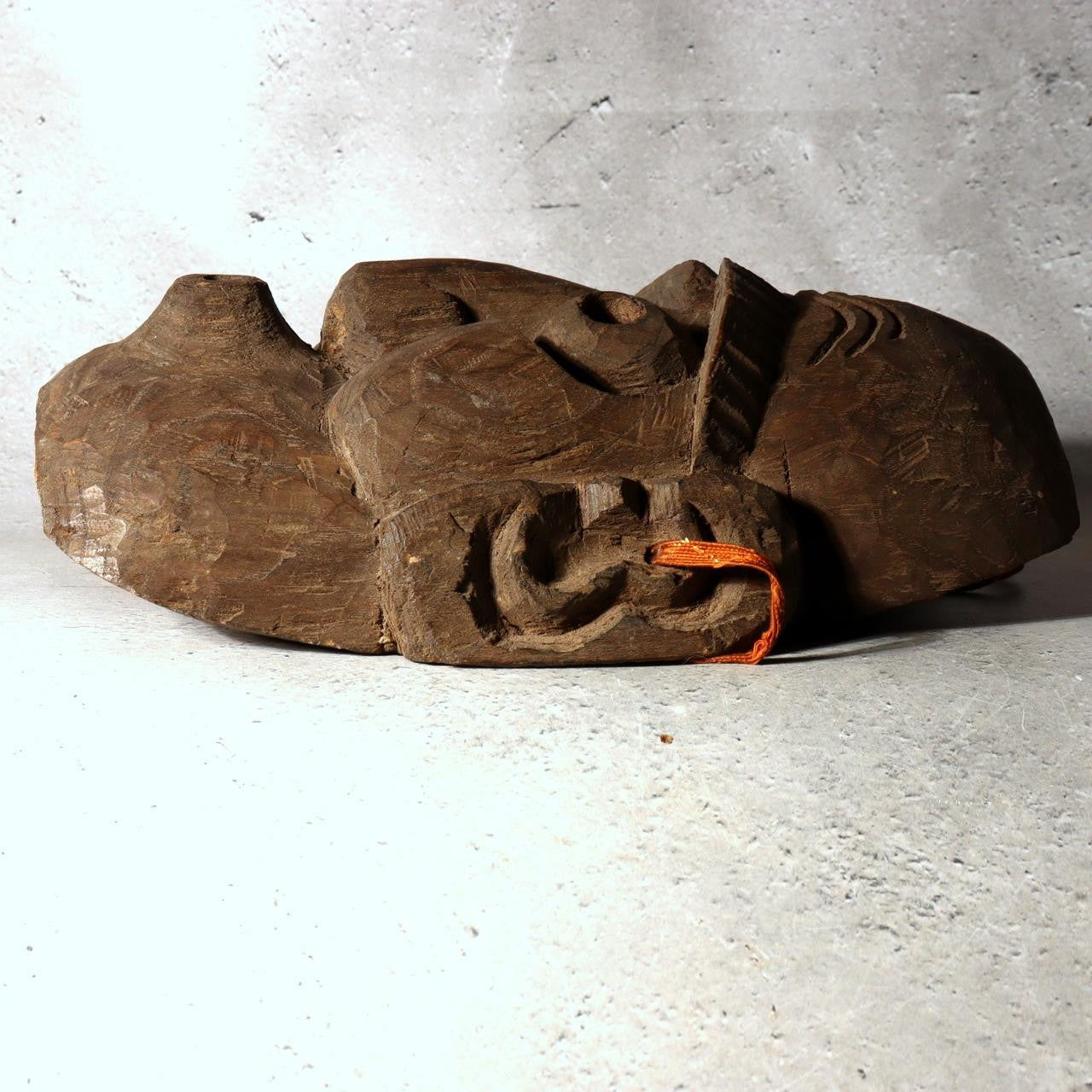 Japanese Antique Wood Carved Mask Usobuki Hyottoko Kyogen Folk Art 23cm7