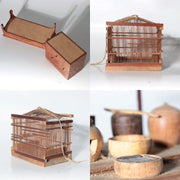 Vintage Japanese Wooden Miniature Set Birdcage Tea Utensils Maki-e Box WO667-26