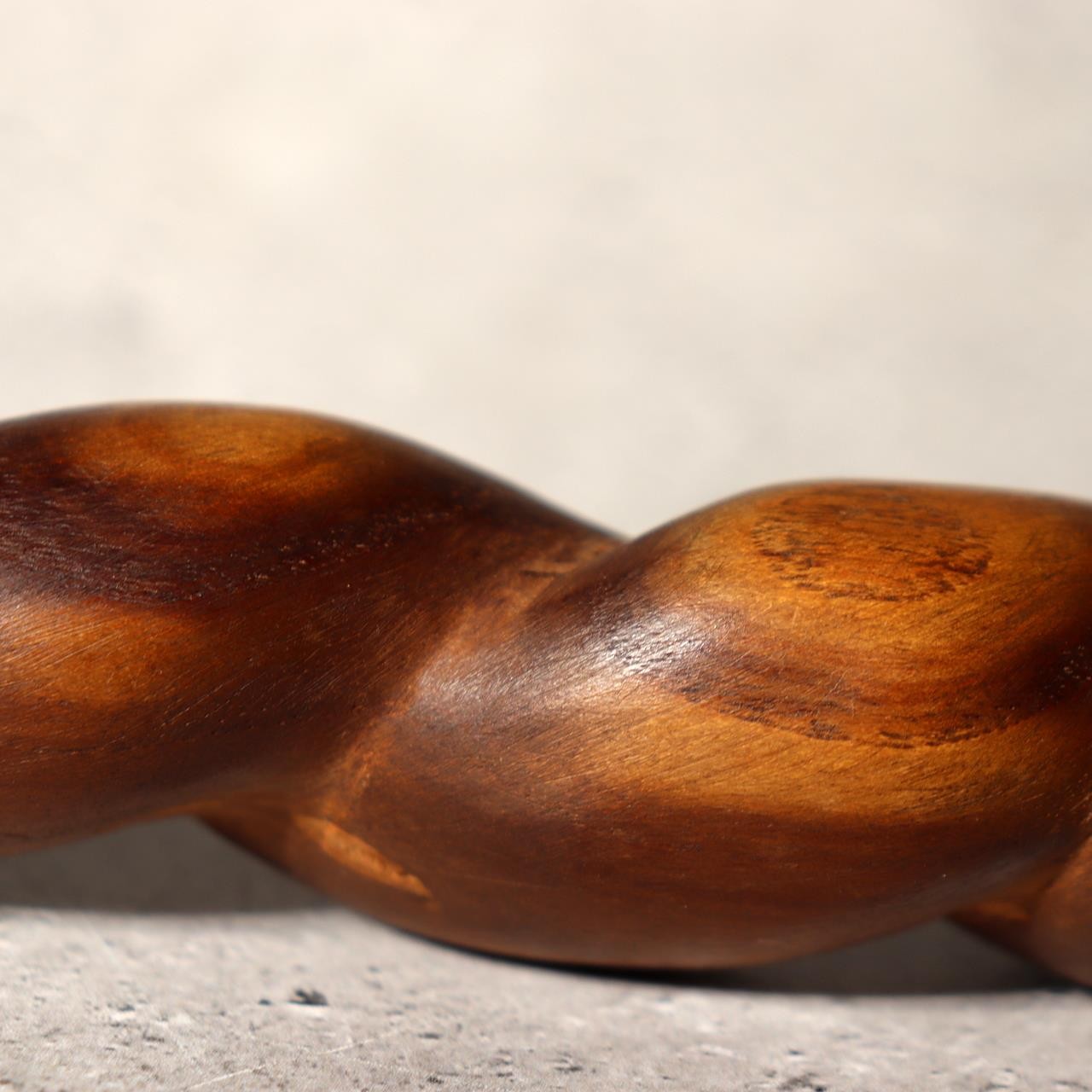 Japanese Antique Wooden Staff Shimenawa Spiral Twist Nyoi Buddhist Shinto 54cm6