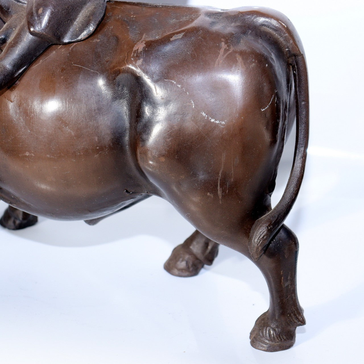 Vintage Japanese Cast Iron Bull Statue  Zen "Riding the Bull Home" 7.3kg BOSa2215