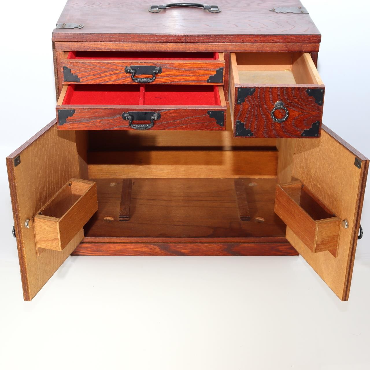 Japanese Wood Sewing Box Hari-bako Folding Worktop Ko-tansu 34cm1