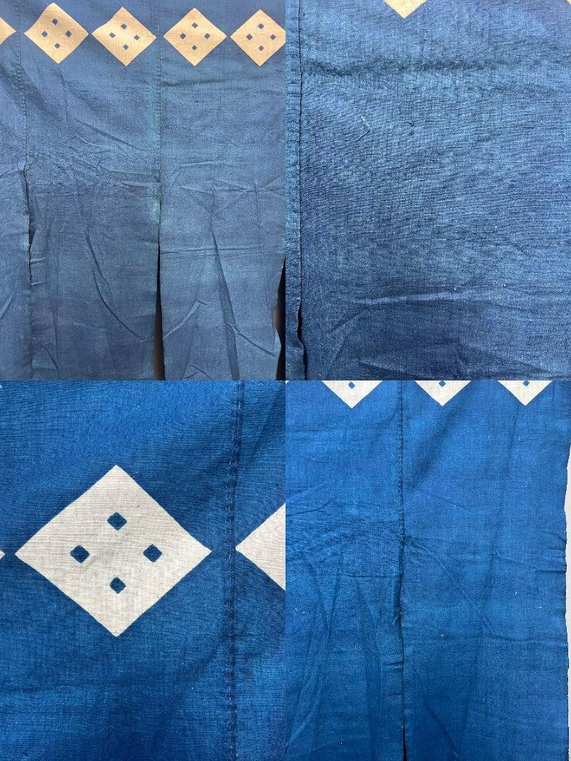 Antique Japanese Indigo Dyed Noren Curtain Large Yotsume Crest BRKW1756