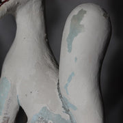 Pair of Vintage Japanese Clay Inari Fox Statues Traditional Gofun Finish Temple21