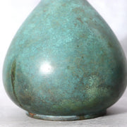 Vintage Japanese Seidou Bronze Vase - Turquoise Green Patina - Signed Tomobako10