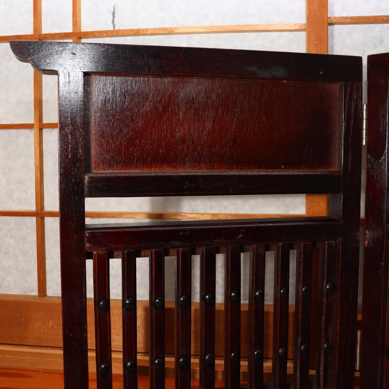 Antique Japanese Wooden Screen Tsuitate Byobu Folding Lattice Partition WO50414
