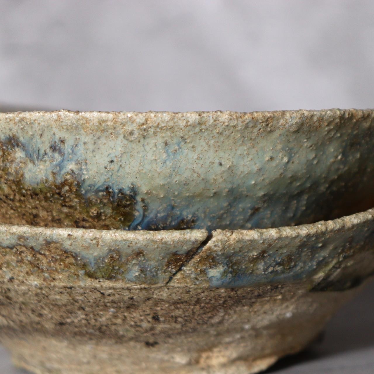 Japanese Antique Tokoname Stoneware Fused Yamajawan Pair Iconic Natural Ash Drip2