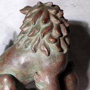 Vintage Japanese Cast Bronze Shishi Lion Statue Tama-tori Guardian Dog 4.2kg13