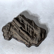 Japanese Suiseki Viewing Stone Mountain Landscape Shape with Wooden Daiza Base3