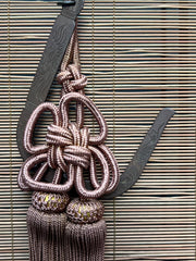 Vintage Japanese Bamboo Sudare Blinds Set of 2 Fabric Border Tassels VG42610