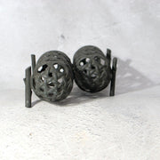 Japanese Bronze Jakago River Basket Flower Holder - Ikebana Suiban Tenpai2