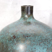Vintage Japanese Bronze Vase Mottled Blue Green Patina BV7847