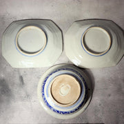 Antique Japanese Imari Transferware Set Rabbit Wave Bowl & Two Rooster Dishes2