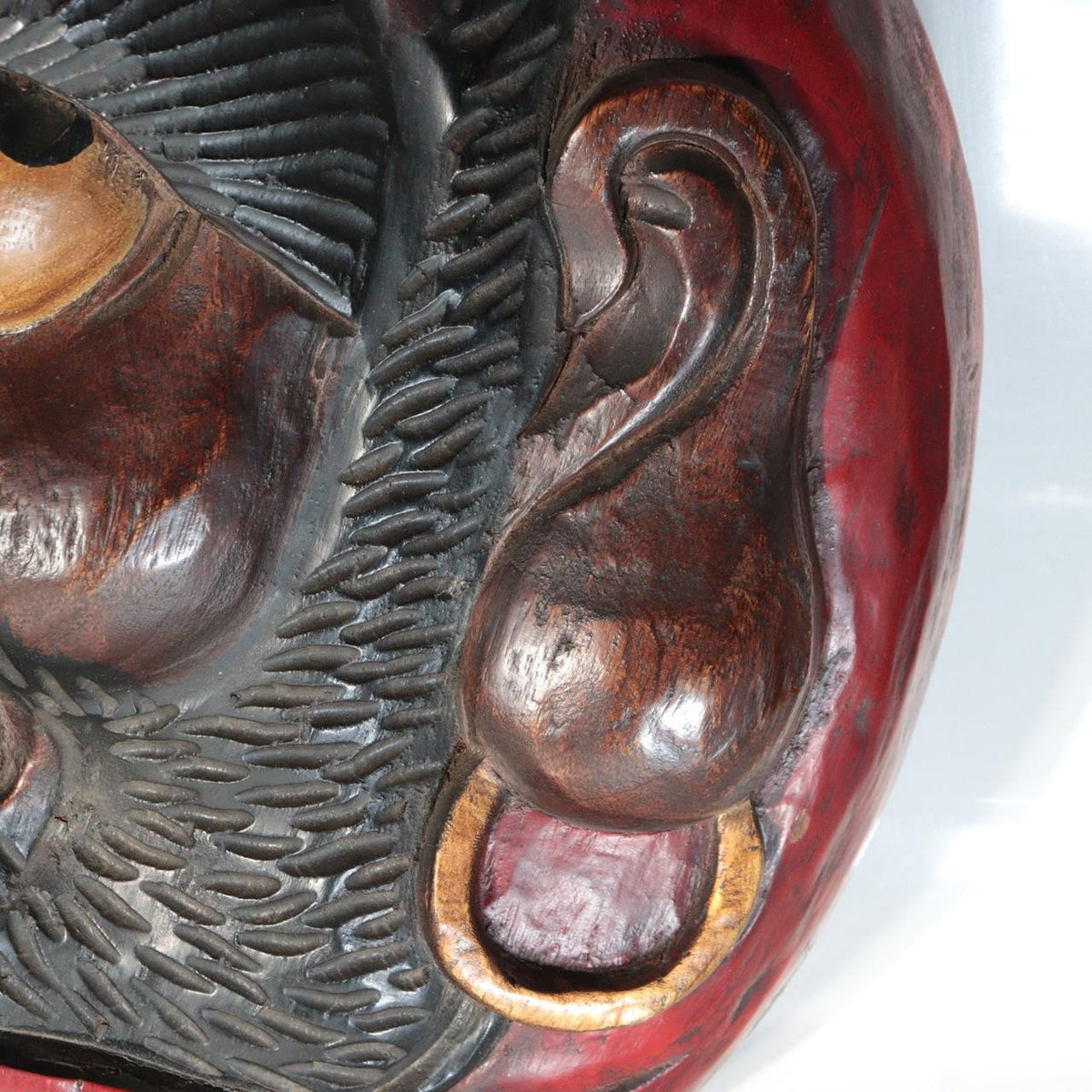 Antique Japanese Carved Wood Daruma Bodhidharma Wall Plaque Sign Meiji Taisho6