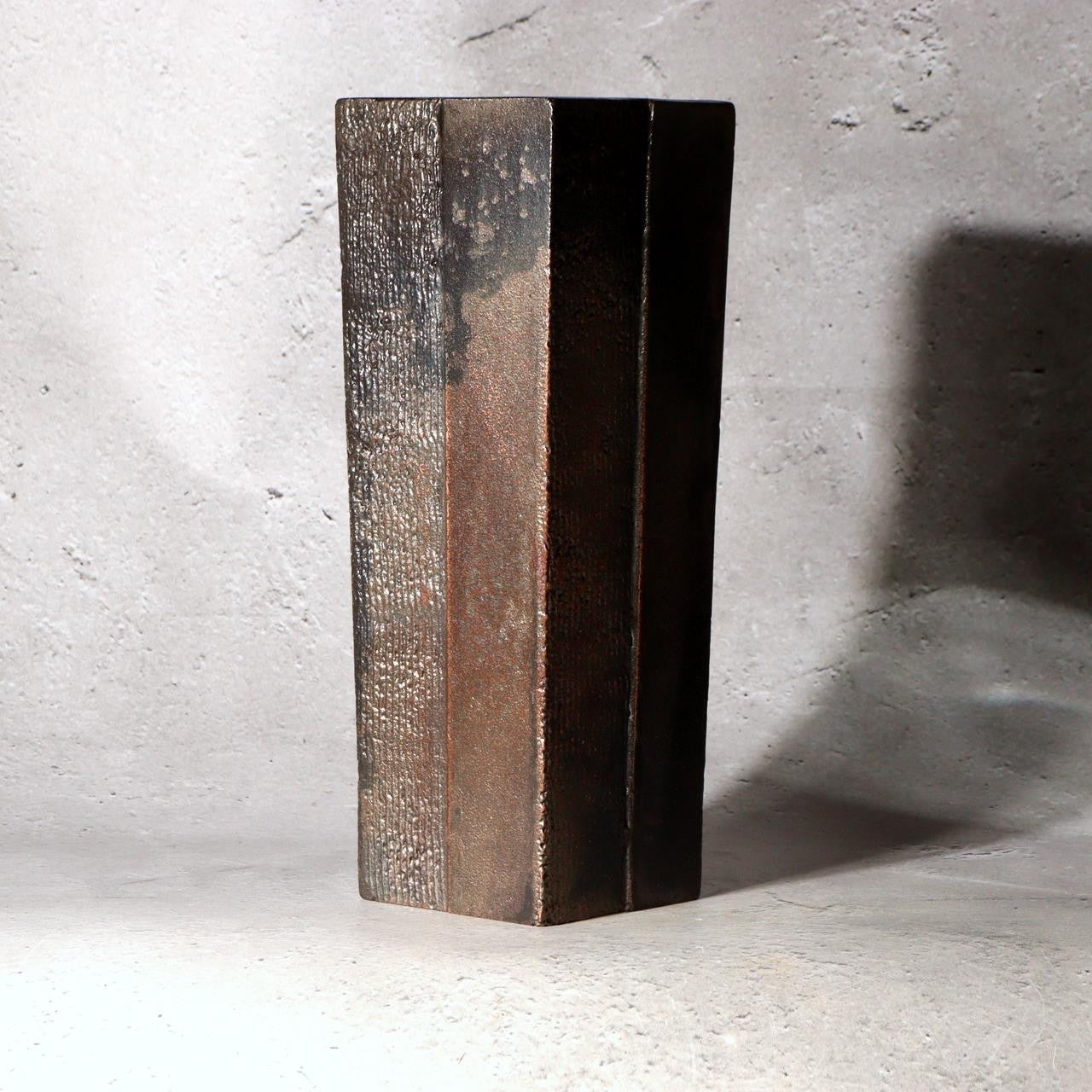 Living National Treasure Keiten Takahashi Iron & Flowing Copper Fusion Vase23