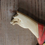 Japanese Antique Wooden Relief Panel — Geisha / Oiran Beauty with Fan Kanban4
