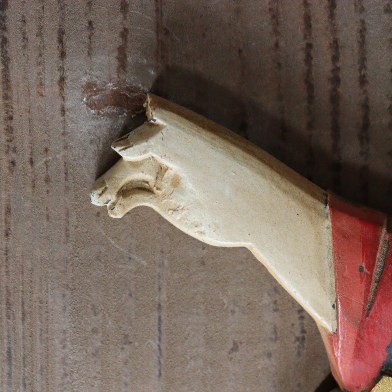 Japanese Antique Wooden Relief Panel — Geisha / Oiran Beauty with Fan Kanban4