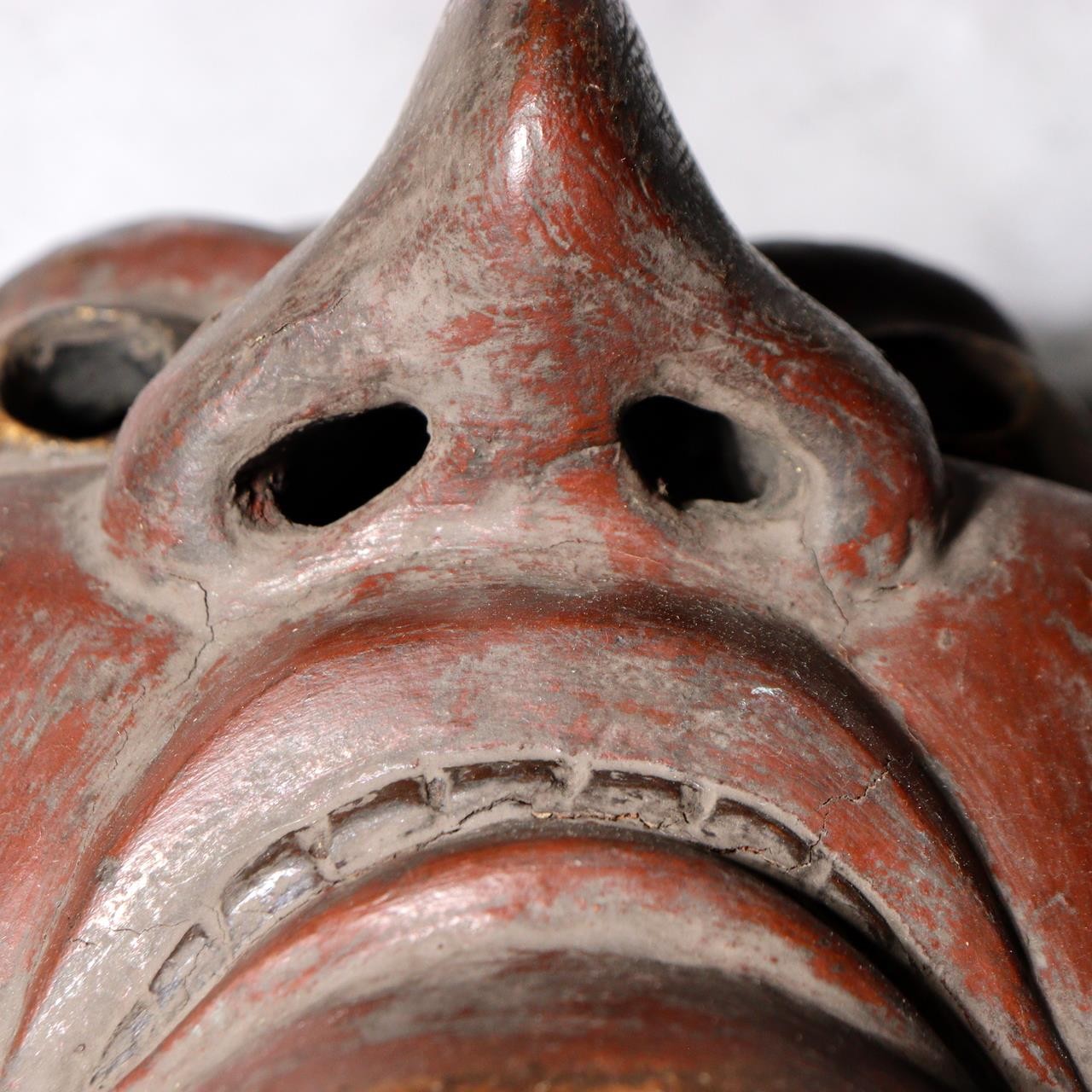 Japanese Kanshitsu (Dry Lacquer) Noh Kagura Mask Wrathful Deity with Gilded Eye9