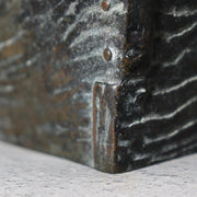 Japanese Meiji -Taisho Bronze Square Vase by Tsuda Shinzui — Mokume Texture12