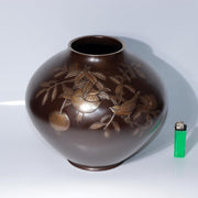 Japanese Bronze Vase by Yoshino Takeji & Takano Shizan Pomegranate Bird Design19