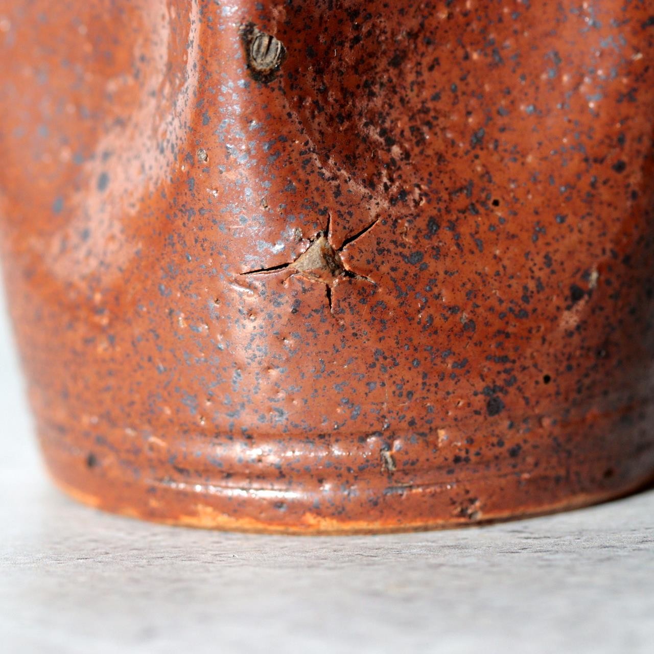 Late Edo Japanese Tamba Ware Kurikawa-Glazed Faceted Tokkuri Sake Bottle with Bo14