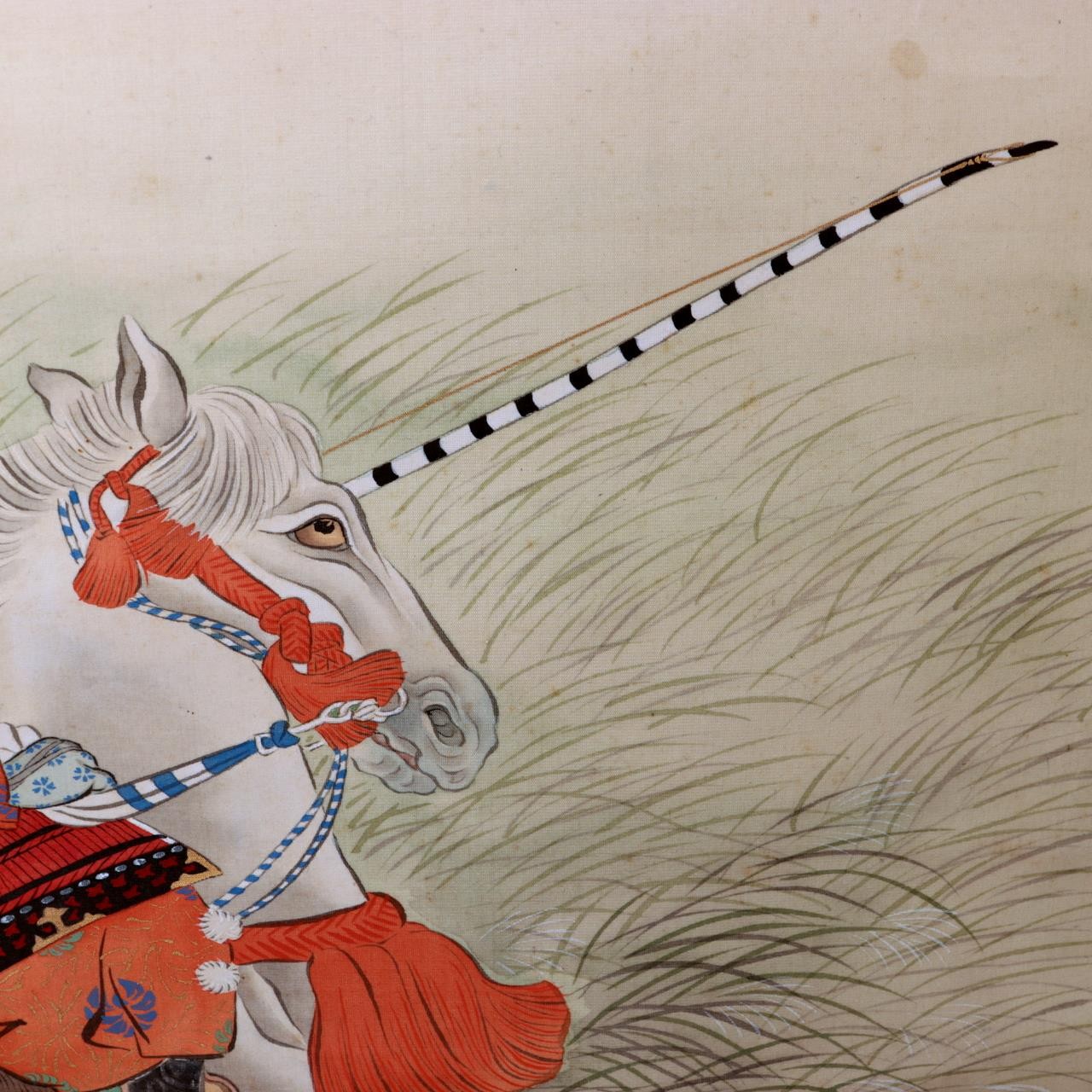 Antique Japanese Hand Painted Silk Kakemono Hanging Scroll Samurai Warrior8
