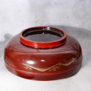 Vintage Japanese Lacquerware Large Lidded Bowl Neko Tora Tiger Bamboo WO60210