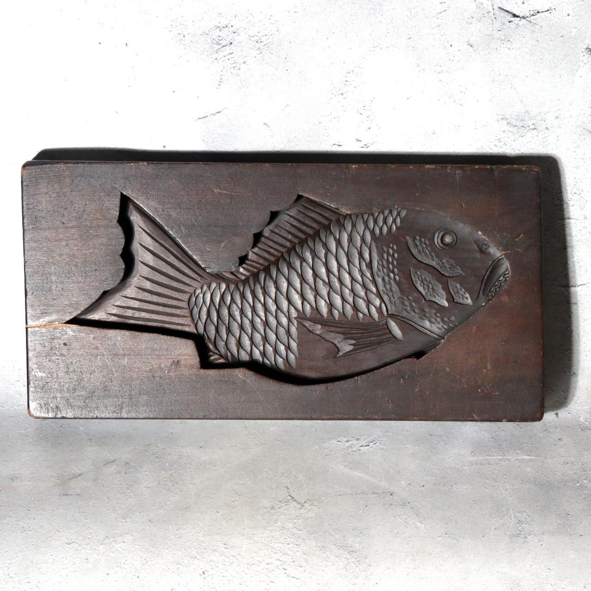Taisho Showa Japanese Wooden Kashigata Sweets Mold Tai Sea Bream WO6604