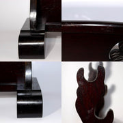 Vintage Japanese Wooden Sword Stand Rack 3 Swords Mitsuba Aoi Kamon SWR3553