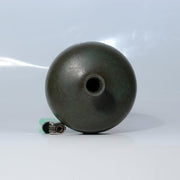 Vintage Japanese Cast Bronze Flower Vase Apple Shape Patina Ikebana BV7654