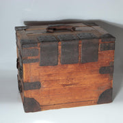 Antique Late Edo Japanese Wooden Kake Suzuri Portable Writing Box WO6202
