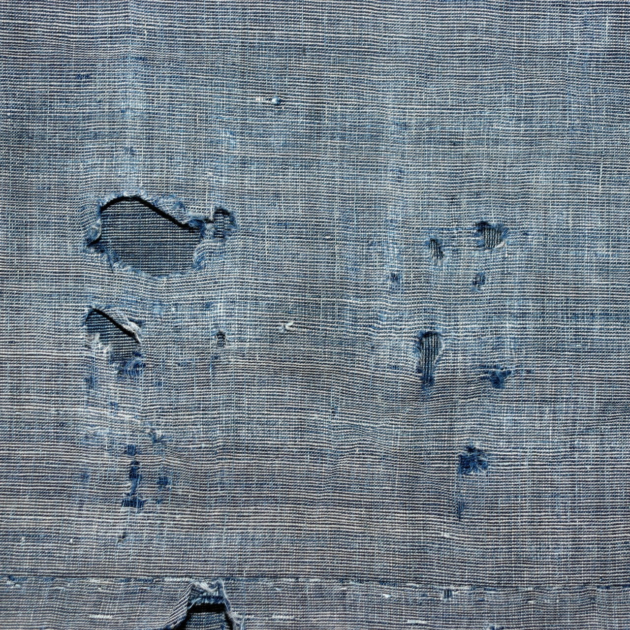 Antique Japanese Boro Indigo Fabric Patchwork Ranru Cotton Textile Rug BRKW16121