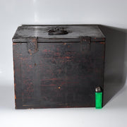 Antique Late Edo Japanese Wooden Black Kake Suzuri Portable Writing Box WO6215