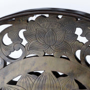 Japanese Brass Keko Buddhist Offering Tray Lotus Openwork Vintage to Antique10
