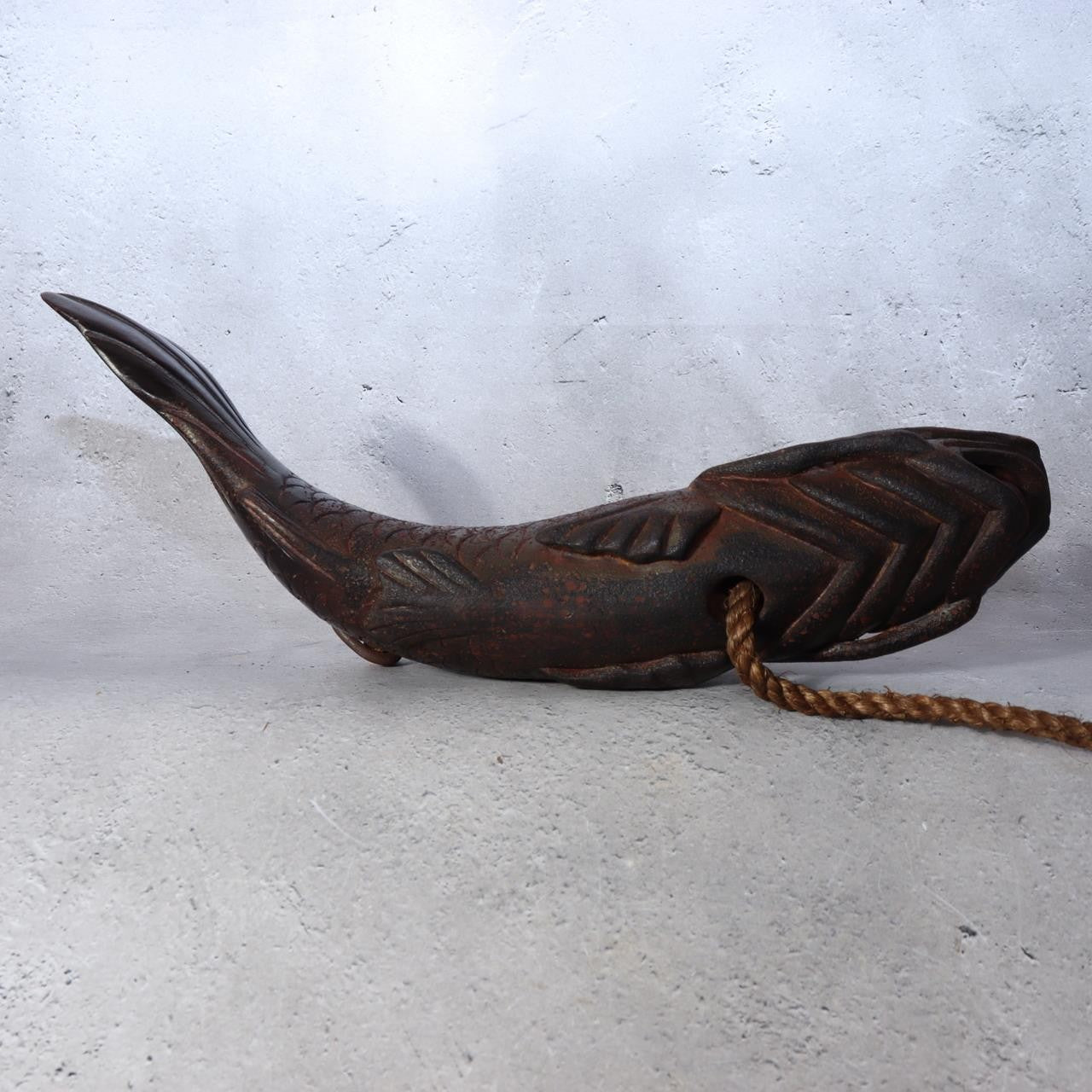 Antique Japanese Jizai-kagi Hearth Hook Slender Eel/Carp Wood Carving Movable15