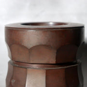 Vintage Japanese Bronze Ikebana Vase Okubo Yuko Shobisai Two-Piece8