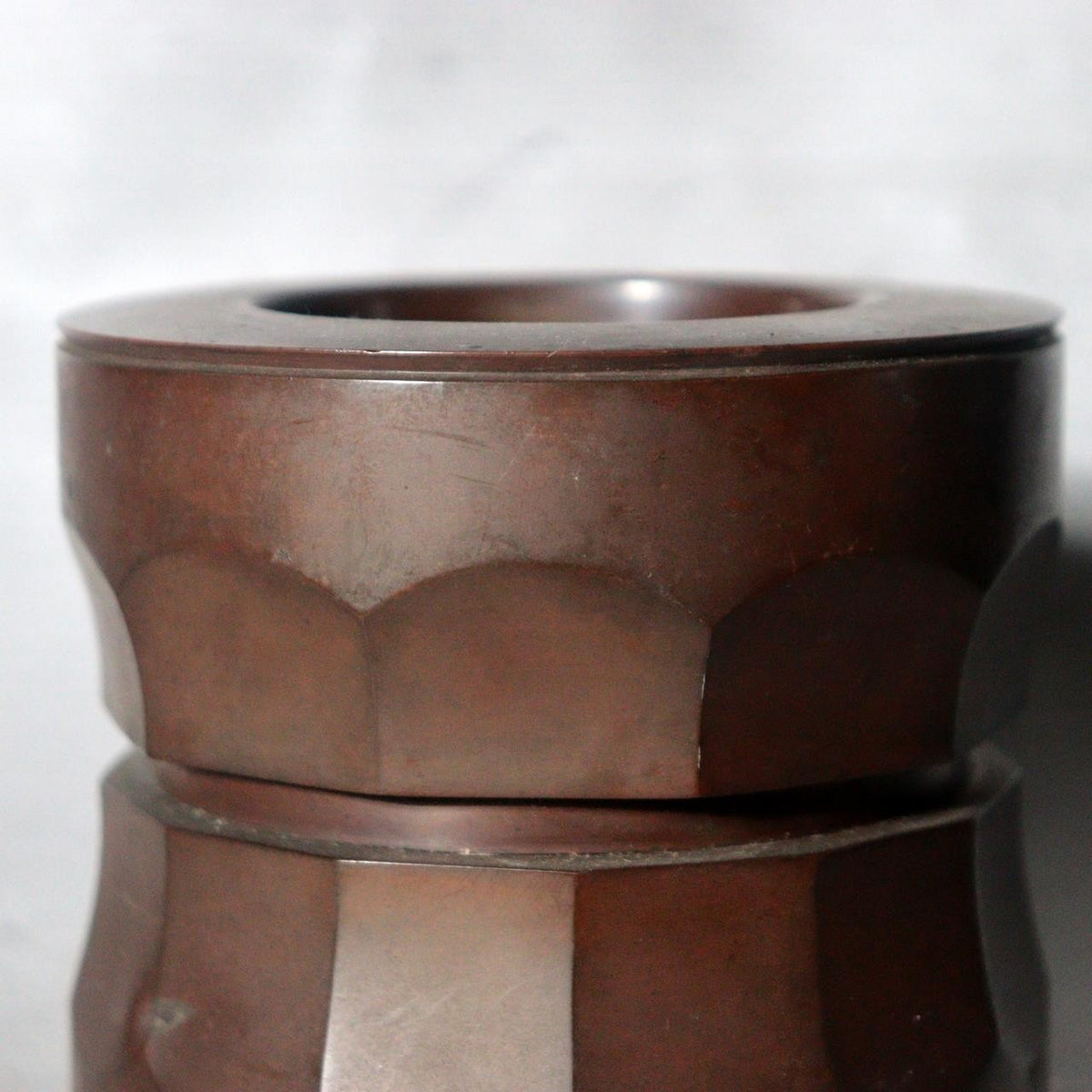 Vintage Japanese Bronze Ikebana Vase Okubo Yuko Shobisai Two-Piece8