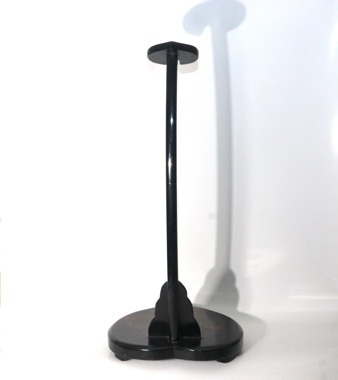 Vintage Japanese Black Lacquer Makie Vertical Sword Stand Katana Kake Landscape6