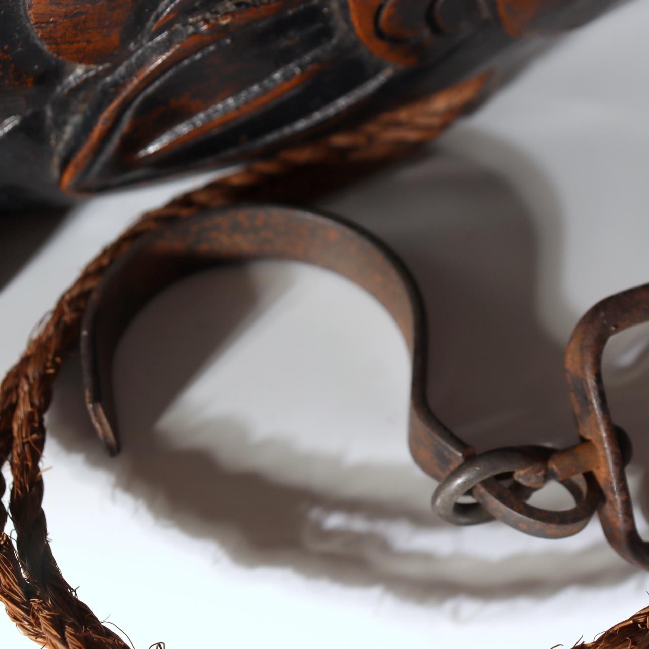 Japanese Vintage  Wood Carved Fish Jizaikagi Yokogi Hearth Hook Crossbar Mingei17